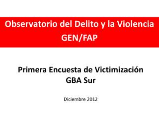 Primera Encuesta de Victimizaci ó n GBA Sur Diciembre 2012
