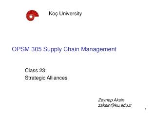 OPSM 305 Supply Chain Management