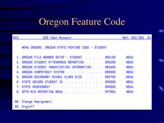 Oregon Feature Code