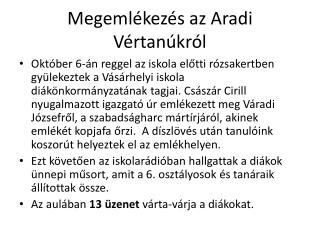 Megemlékezés az Aradi Vértanúkról