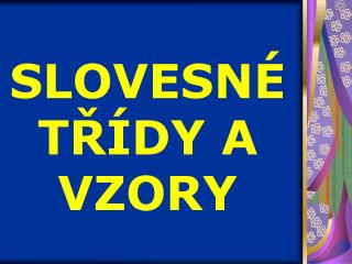 SLOVESNÉ TŘÍDY A VZORY