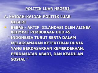 POLITIK LUAR NEGERI