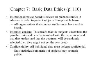 Chapter 7: Basic Data Ethics (p. 110)