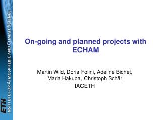 On-going and planned projects with ECHAM