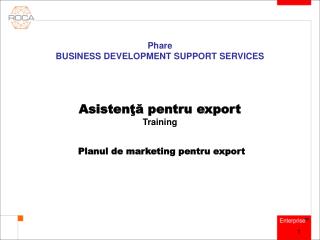 Asistenţă pentru export Training Planul de marketing pentru export