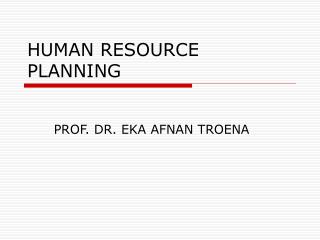 HUMAN RESOURCE PLANNING