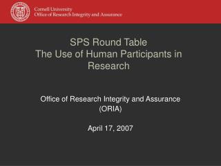 SPS Round Table The Use of Human Participants in Research