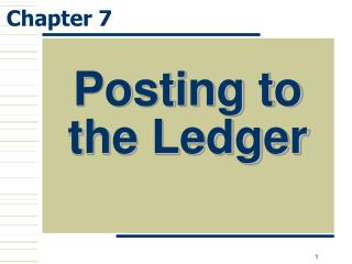 Posting to the Ledger