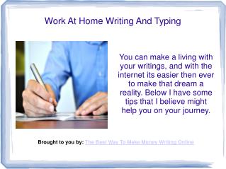 Work At Home Writing And Typing