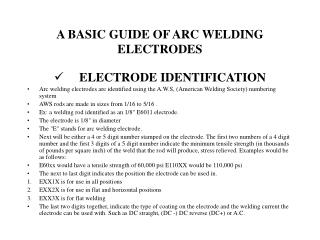 A BASIC GUIDE OF ARC WELDING ELECTRODES