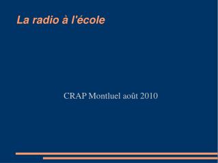 La radio à l'école