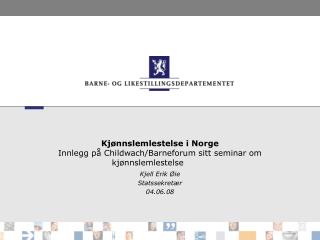 Kjønnslemlestelse i Norge Innlegg på Childwach/Barneforum sitt seminar om kjønnslemlestelse