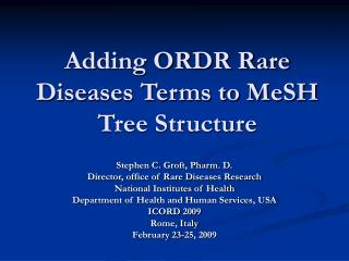 Adding ORDR Rare Diseases Terms to MeSH Tree Structure