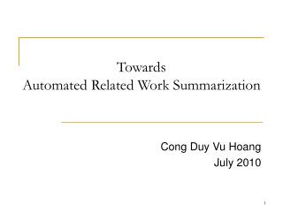 Towards Automated Related Work Summarization