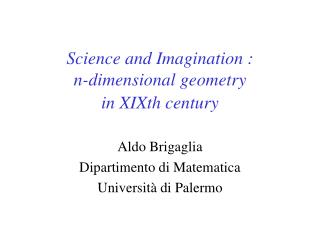 Science and Imagination : n-dimensional geometry in XIXth century