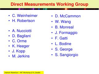 Direct Measurements Working Group