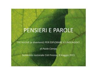 PENSIERI E PAROLE