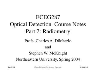 ECEG287 Optical Detection Course Notes Part 2: Radiometry