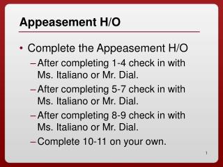 Appeasement H/O