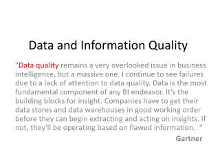 Data and Information Quality