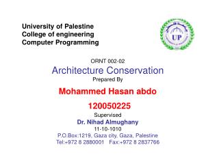 University of Palestine College of engineering Computer Programming
