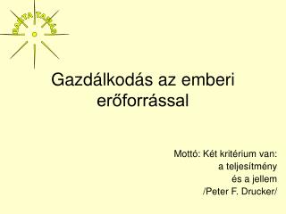 Gazdálkodás az emberi erőforrással
