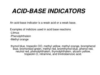 ACID-BASE INDICATORS