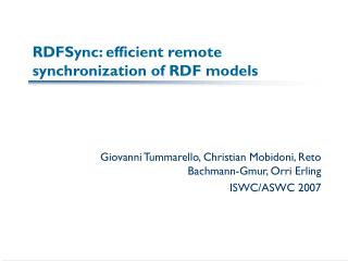 RDFSync: efficient remote synchronization of RDF models