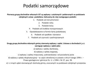 Podatki samorządowe