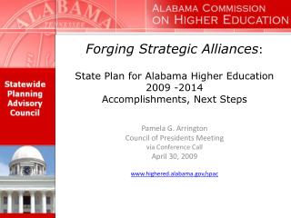 Pamela G. Arrington Council of Presidents Meeting via Conference Call April 30, 2009