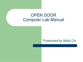 OPEN DOOR Computer Lab Manual