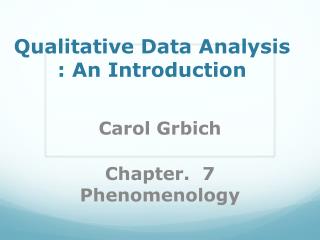 Qualitative Data Analysis : An Introduction