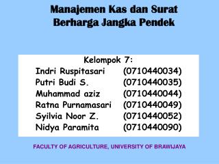 Manajemen Kas dan Surat Berharga Jangka Pendek