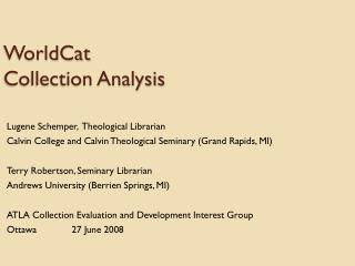 WorldCat Collection Analysis