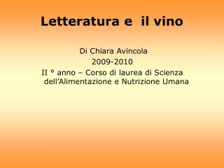 Letteratura e il vino