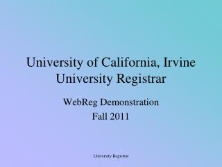 University of California, Irvine University Registrar