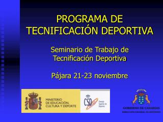 PROGRAMA DE TECNIFICACIÓN DEPORTIVA