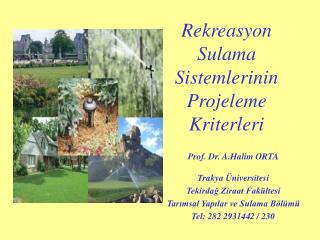 Rekreasyon Sulama Sistemlerinin Projeleme Kriterleri