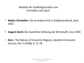 Walter Christaller: Die zentralen Orte in Süddeutschland, Jena 1933