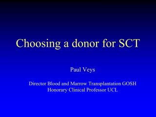 Choosing a donor for SCT