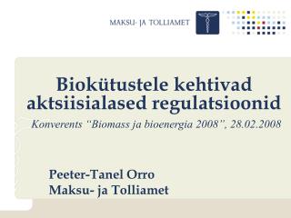 Peeter-Tanel Orro Maksu- ja Tolliamet