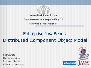 Enterprise JavaBeans Distributed Component Object Model