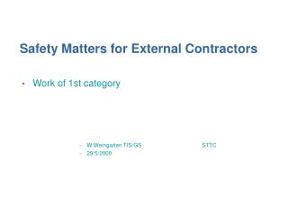 Safety Matters for External Contractors