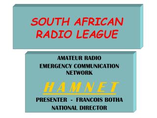 SOUTH AFRICAN RADIO LEAGUE