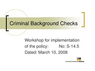 Criminal Background Checks