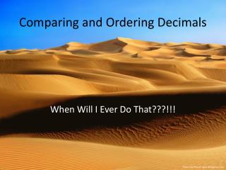 Comparing and Ordering Decimals