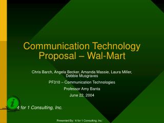 Communication Technology Proposal – Wal-Mart