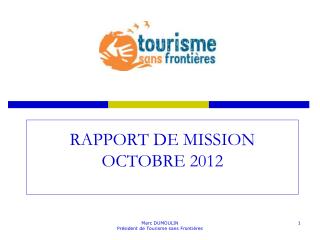 RAPPORT DE MISSION OCTOBRE 2012