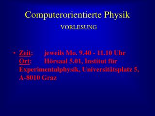 Computerorientierte Physik VORLESUNG