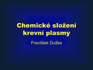 Chemické složení krevní plasmy